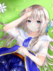 Preview wallpaper girl, glance, smile, anime, art, cute