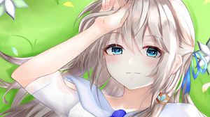 Preview wallpaper girl, glance, smile, anime, art, cute