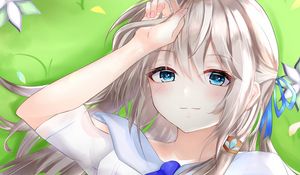 Preview wallpaper girl, glance, smile, anime, art, cute