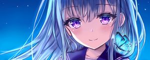 Preview wallpaper girl, glance, smile, anime, art, blue
