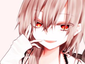 Preview wallpaper girl, glance, smile, gesture, anime