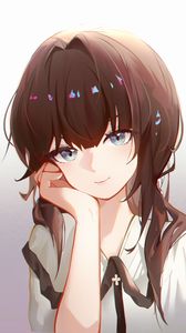 Preview wallpaper girl, glance, smile, gesture, cute, anime