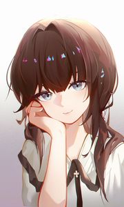 Preview wallpaper girl, glance, smile, gesture, cute, anime