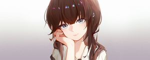 Preview wallpaper girl, glance, smile, gesture, cute, anime