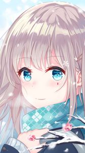 Preview wallpaper girl, glance, smile, scarf, anime