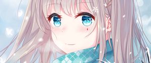 Preview wallpaper girl, glance, smile, scarf, anime