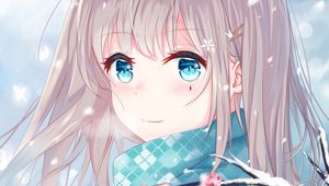 Preview wallpaper girl, glance, smile, scarf, anime