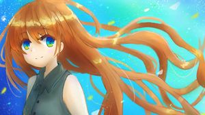 Preview wallpaper girl, glance, smile, watercolor, anime
