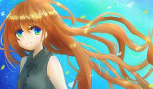 Preview wallpaper girl, glance, smile, watercolor, anime