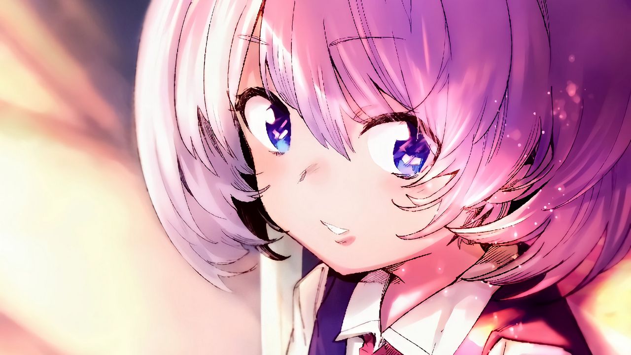 Wallpaper girl, glance, smile, tie, anime