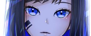 Preview wallpaper girl, glance, soldier, anime, art, blue
