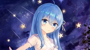 Preview wallpaper girl, glance, stars, anime, art