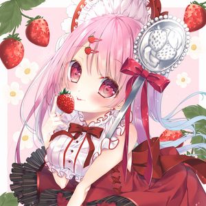 Preview wallpaper girl, glance, strawberry, pink, anime