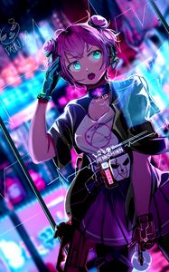 Preview wallpaper girl, glance, style, cyberpunk, anime, art