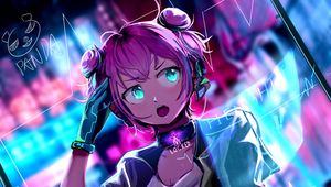 Preview wallpaper girl, glance, style, cyberpunk, anime, art