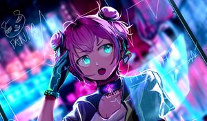 Preview wallpaper girl, glance, style, cyberpunk, anime, art