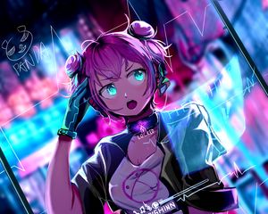 Preview wallpaper girl, glance, style, cyberpunk, anime, art