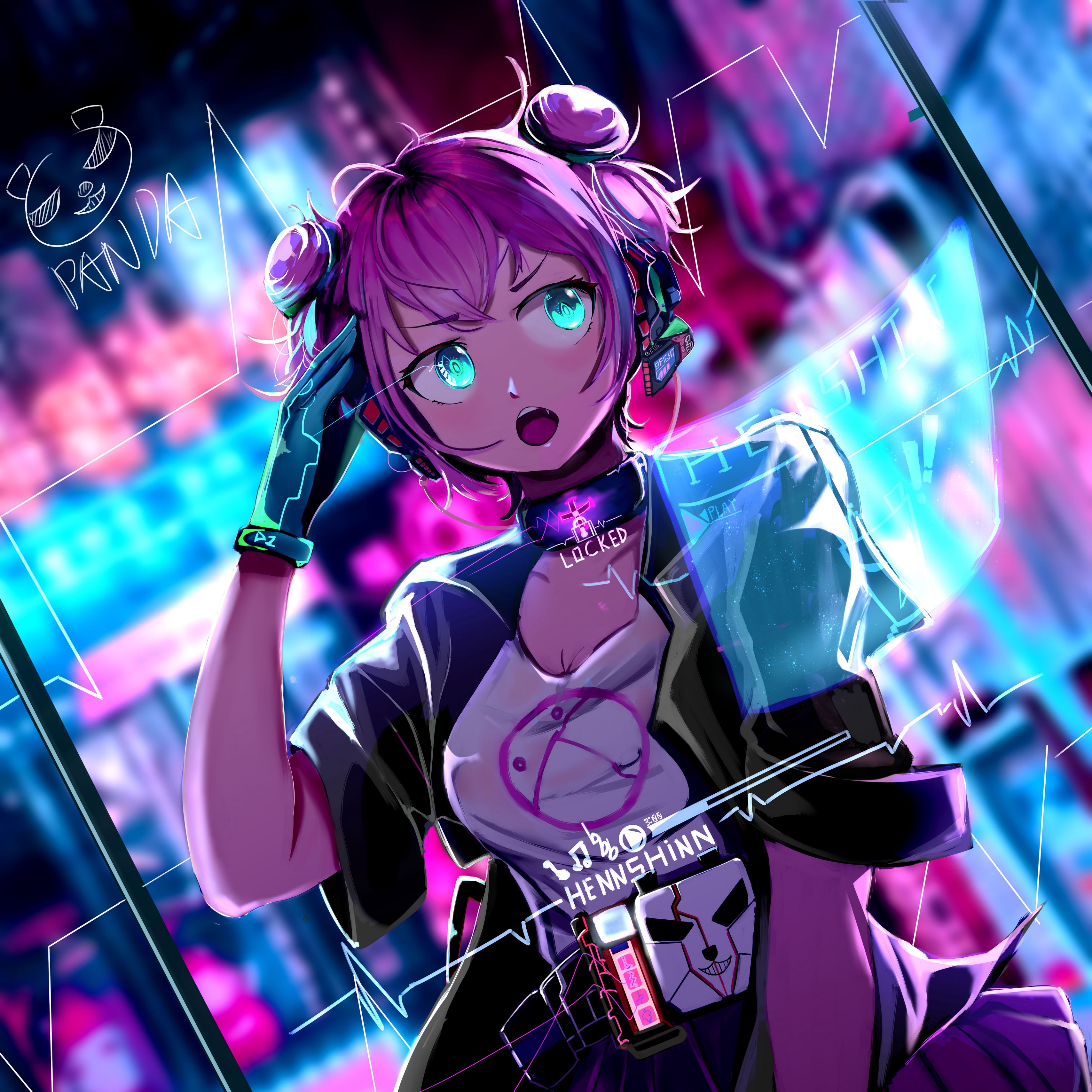 Girl, glance, style, cyberpunk, anime, art, HD phone wallpaper