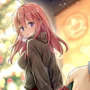 Preview wallpaper girl, glance, sweater, snow, anime