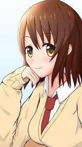 Preview wallpaper girl, glance, sweater, anime
