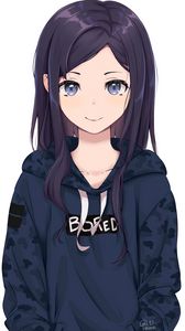 Preview wallpaper girl, glance, sweatshirt, anime, art, cartoon