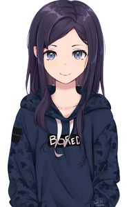 Preview wallpaper girl, glance, sweatshirt, anime, art, cartoon