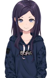 Preview wallpaper girl, glance, sweatshirt, anime, art, cartoon