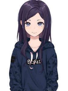 Preview wallpaper girl, glance, sweatshirt, anime, art, cartoon