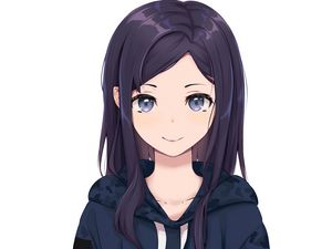 Preview wallpaper girl, glance, sweatshirt, anime, art, cartoon