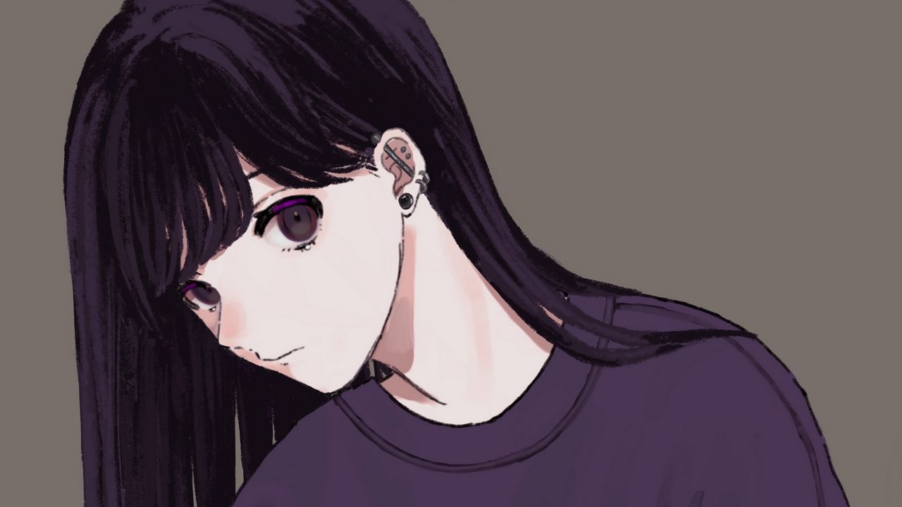 Wallpaper girl, glance, sweatshirt, anime