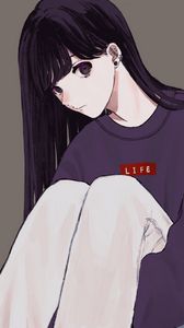 Preview wallpaper girl, glance, sweatshirt, anime