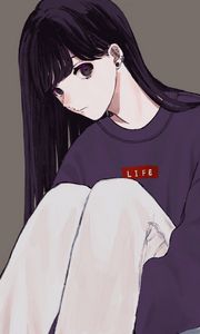 Preview wallpaper girl, glance, sweatshirt, anime