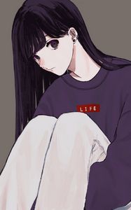 Preview wallpaper girl, glance, sweatshirt, anime