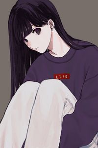 Preview wallpaper girl, glance, sweatshirt, anime