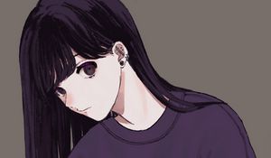 Preview wallpaper girl, glance, sweatshirt, anime