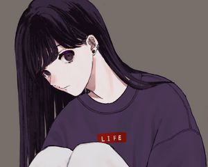 Preview wallpaper girl, glance, sweatshirt, anime