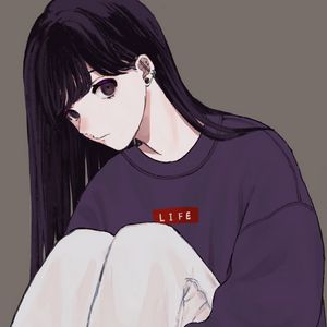 Preview wallpaper girl, glance, sweatshirt, anime