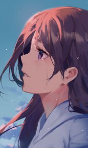 Preview wallpaper girl, glance, tears, sad, anime, art