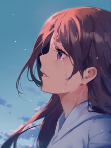 Preview wallpaper girl, glance, tears, sad, anime, art