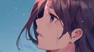 Preview wallpaper girl, glance, tears, sad, anime, art
