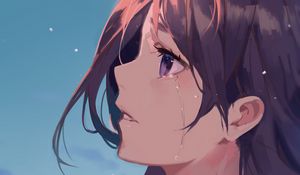 Preview wallpaper girl, glance, tears, sad, anime, art