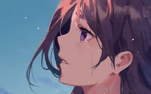 Preview wallpaper girl, glance, tears, sad, anime, art