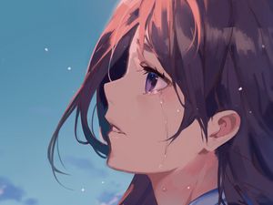 Preview wallpaper girl, glance, tears, sad, anime, art