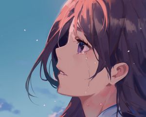 Preview wallpaper girl, glance, tears, sad, anime, art