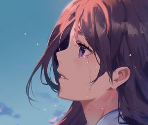 Preview wallpaper girl, glance, tears, sad, anime, art