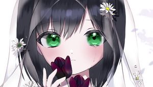 Preview wallpaper girl, glance, tears, veil, anime, art