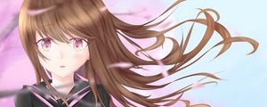Preview wallpaper girl, glance, tears, sad, petals, anime
