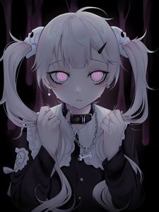 Preview wallpaper girl, glance, tears, anime, art, gloomy