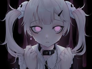 Preview wallpaper girl, glance, tears, anime, art, gloomy