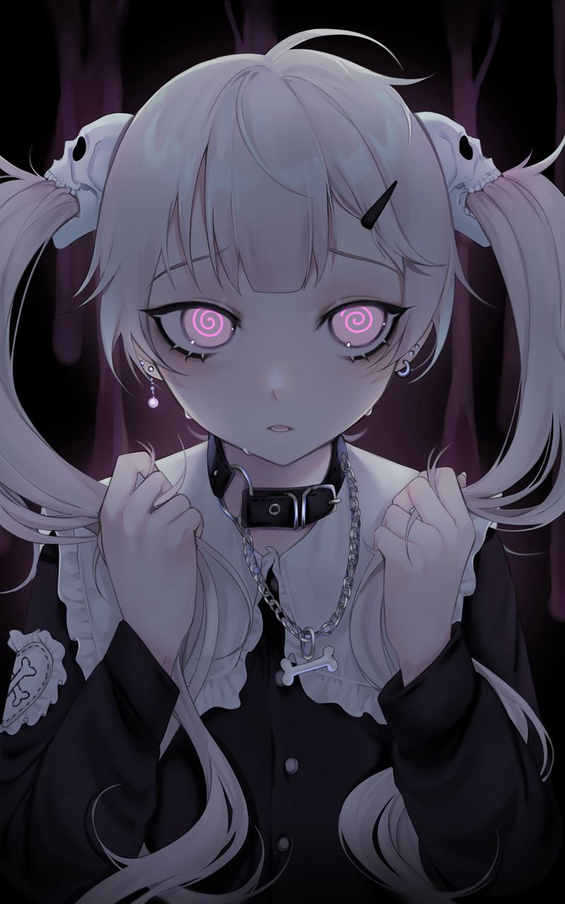 Download Anime Goth Girl With Red Eyes PFP Wallpaper